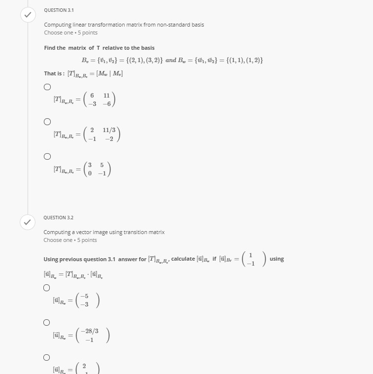 QUESTION 3.1 Computing linear transformation