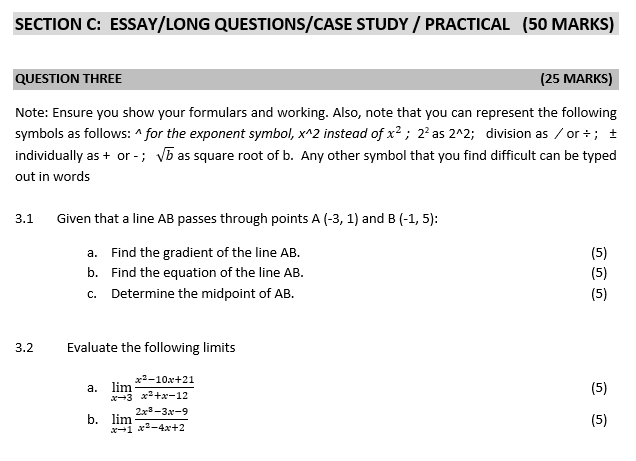 SECTION C: ESSAY/LONG QUESTIONS/CASE STUDY /