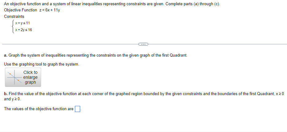 An objective function and a system of linear