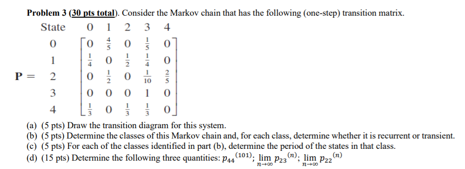 Problem 3 (30 pts total). Consider the Markov