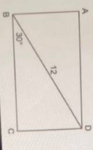 The diagram shows rectangle ABCD, with diagonal