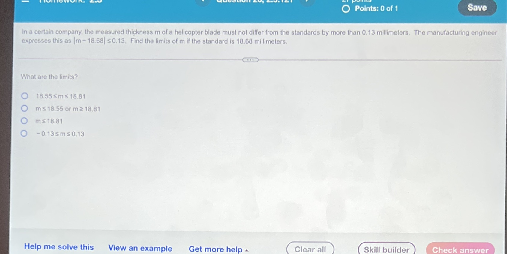 O Points: 0 of 1 Save In a certain company, the