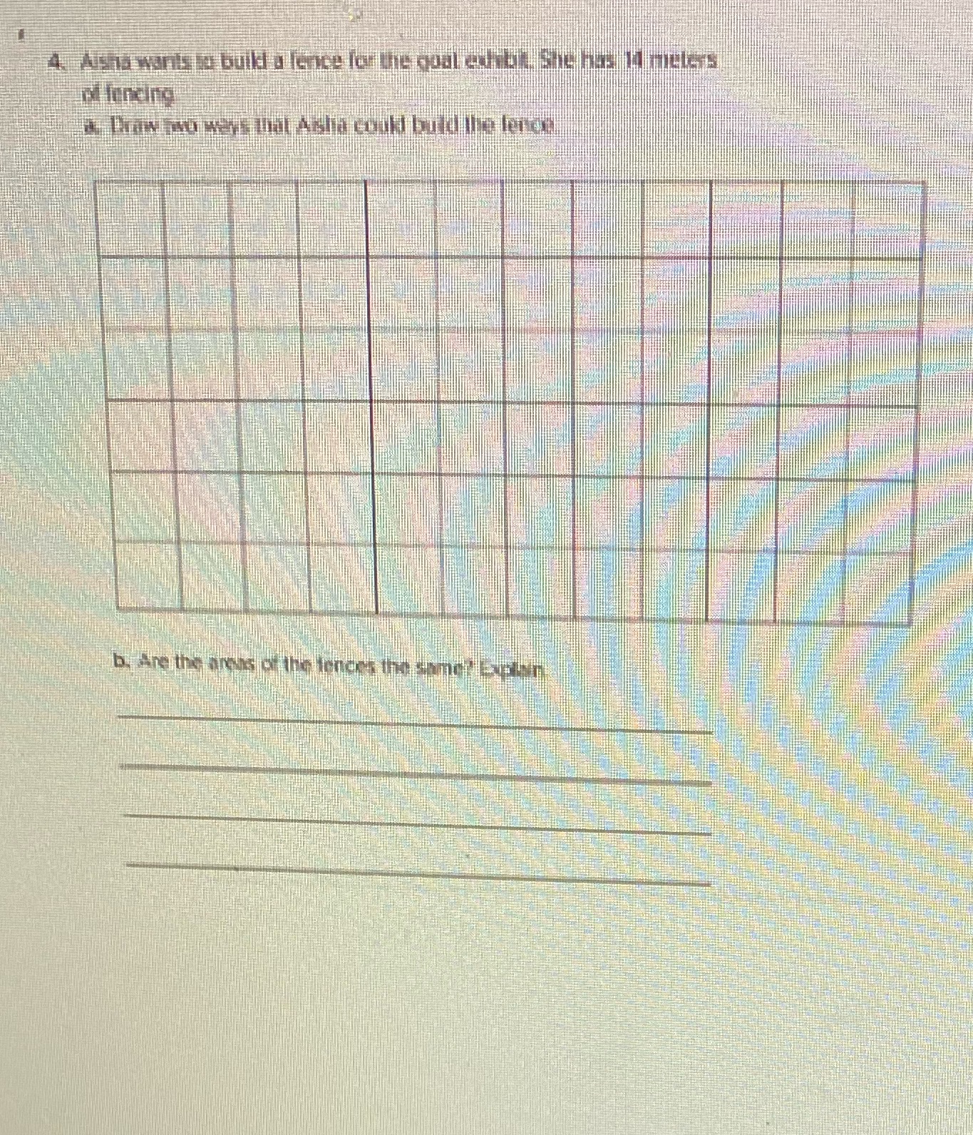 Help 4. Aushia wants to build a fence for the