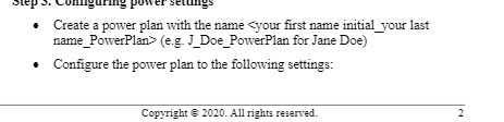 steps. configuring power settings Create a power