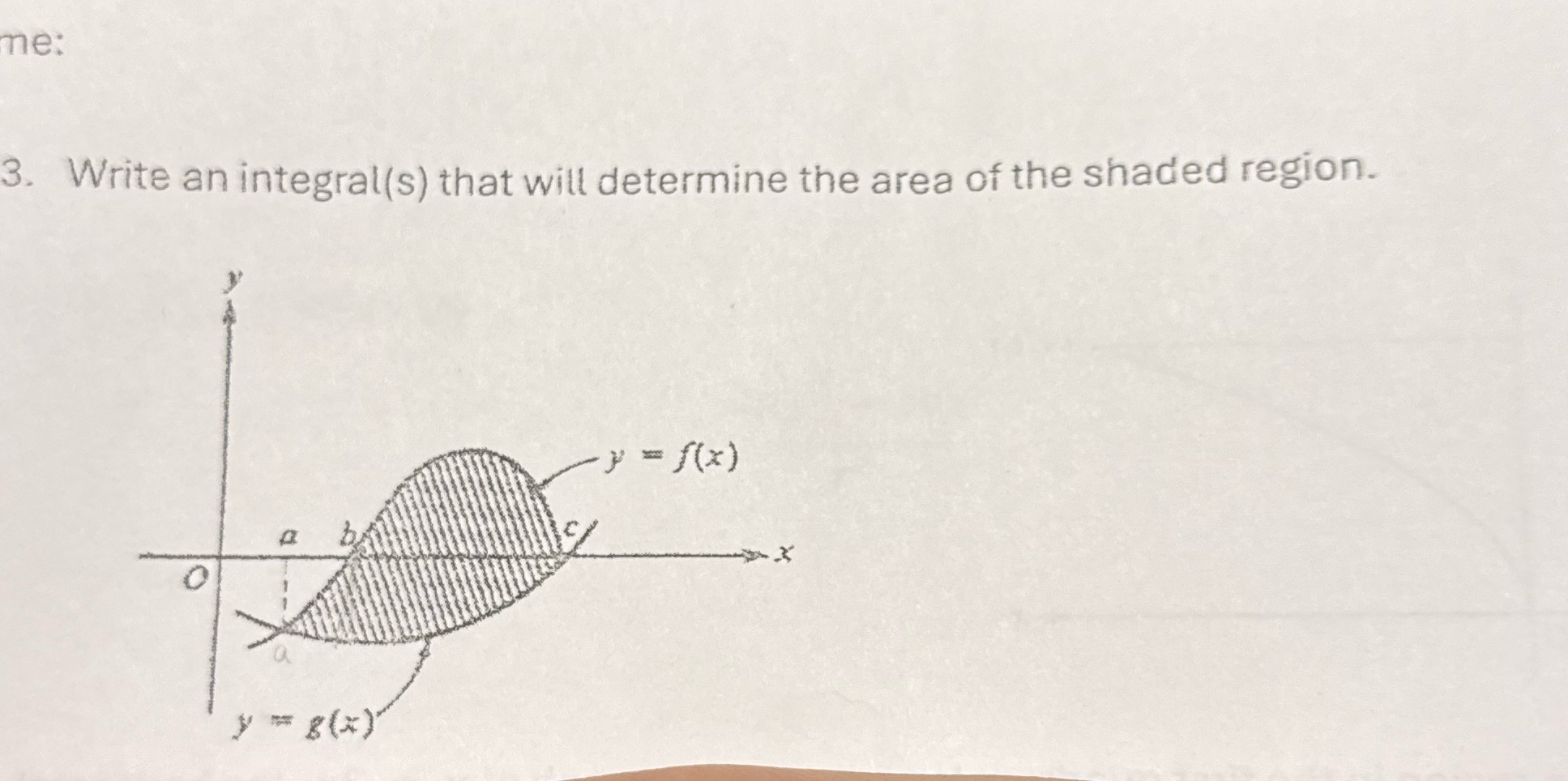 me: 3. Write an integral(s) that will determine