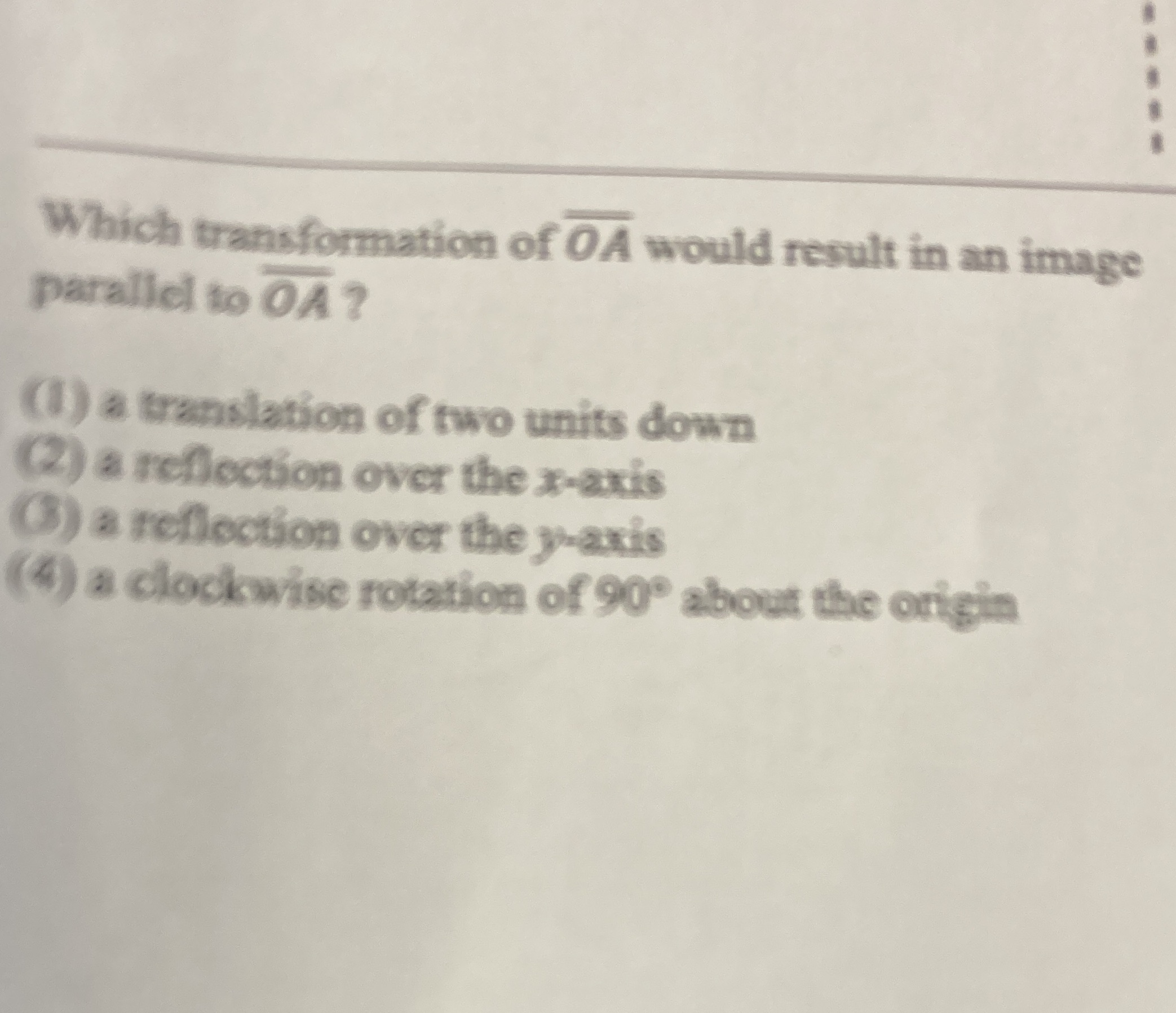 Which transformation of OA would result in an