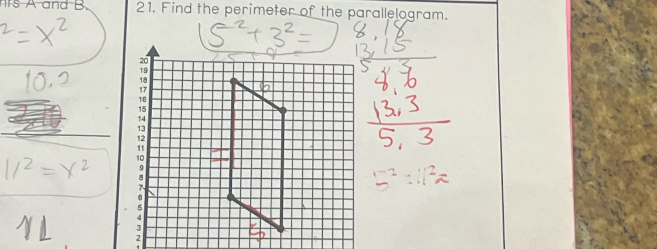 IS A and B 21. Find the perimeter of the