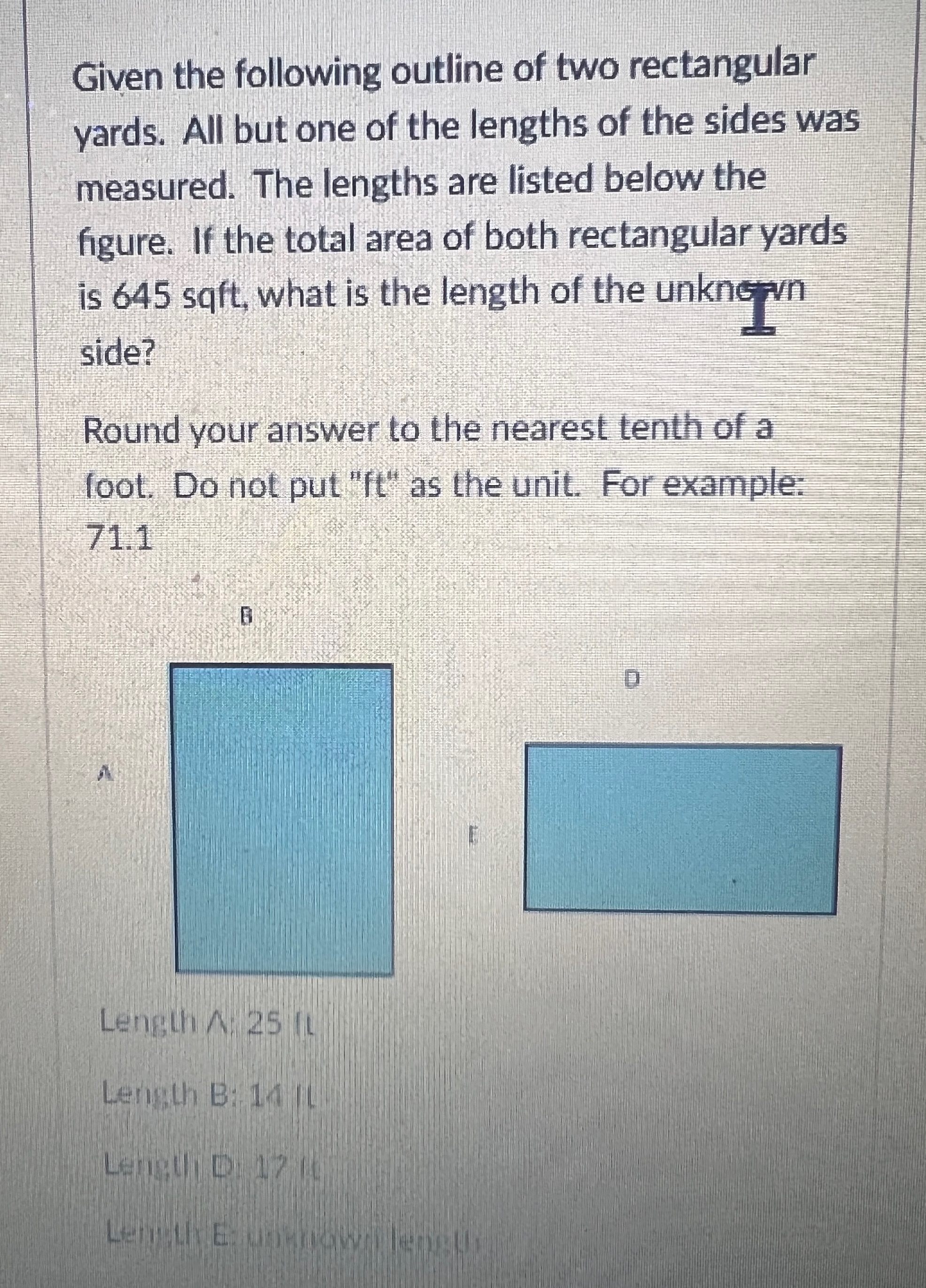 Given the following outline of two rectangular