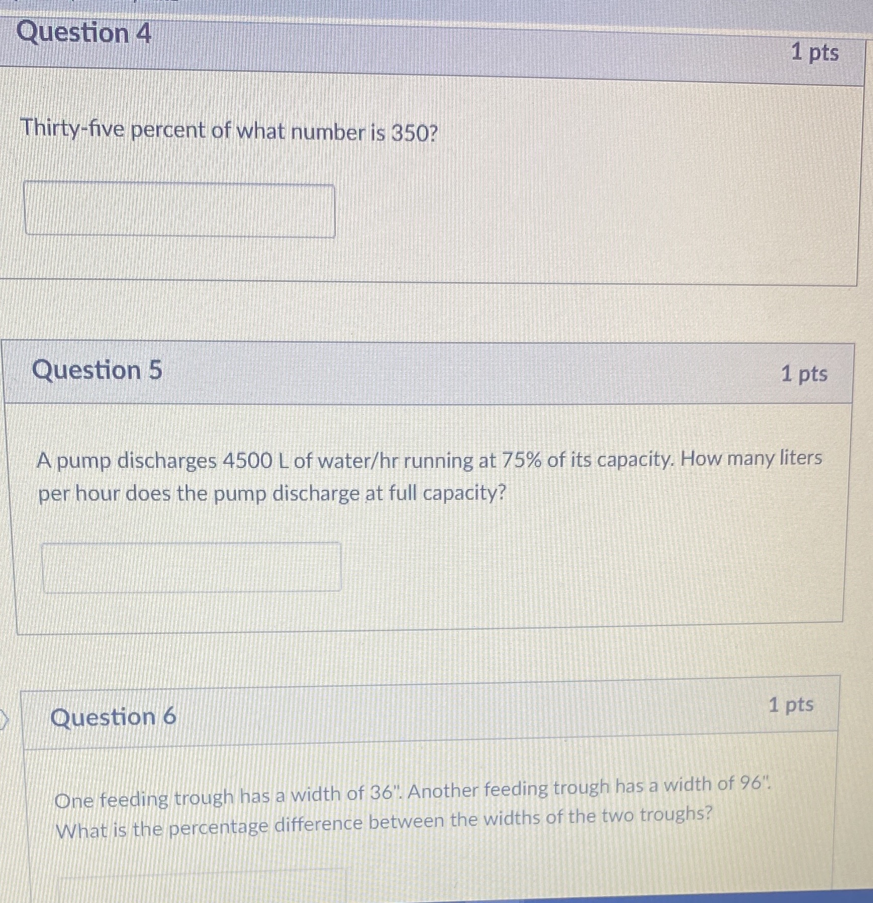 I need help? Question 4 1 pts Thirty-five percent