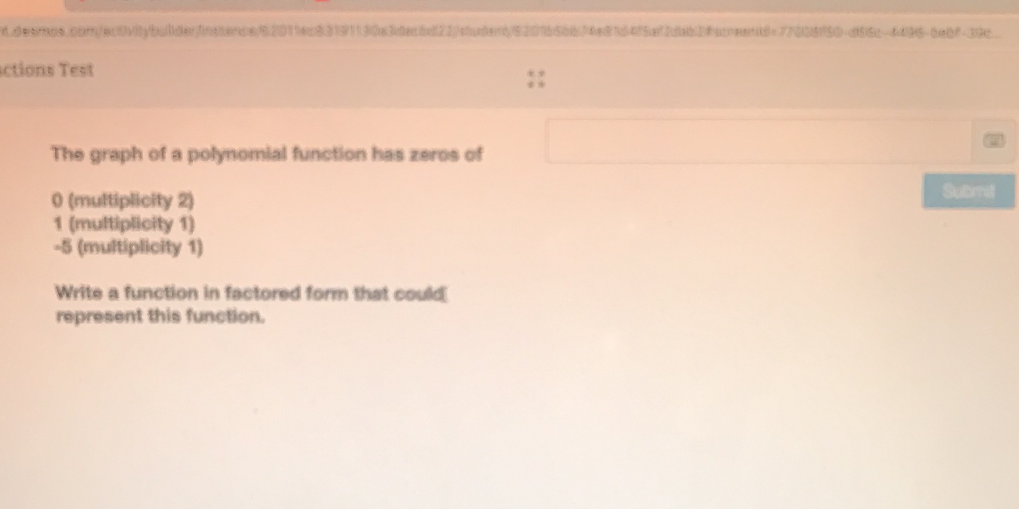 ctions Test The graph of a polynomial function