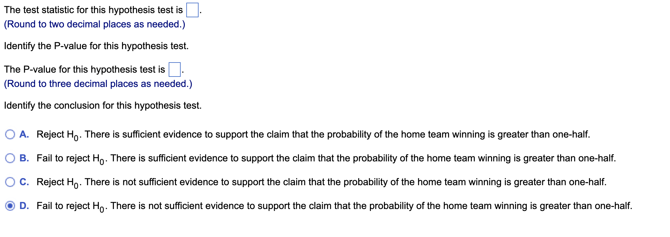 Consider a sample of 48 football games, where 26