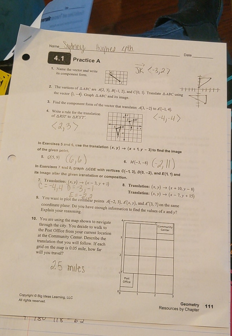 are these answers correct? Name Sydney Hughes 4th