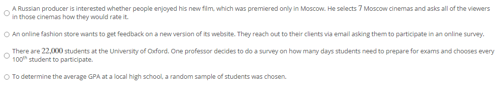 Select the scenario which is an example of simple