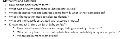 Meteorites and Asteroids How did the Solar System