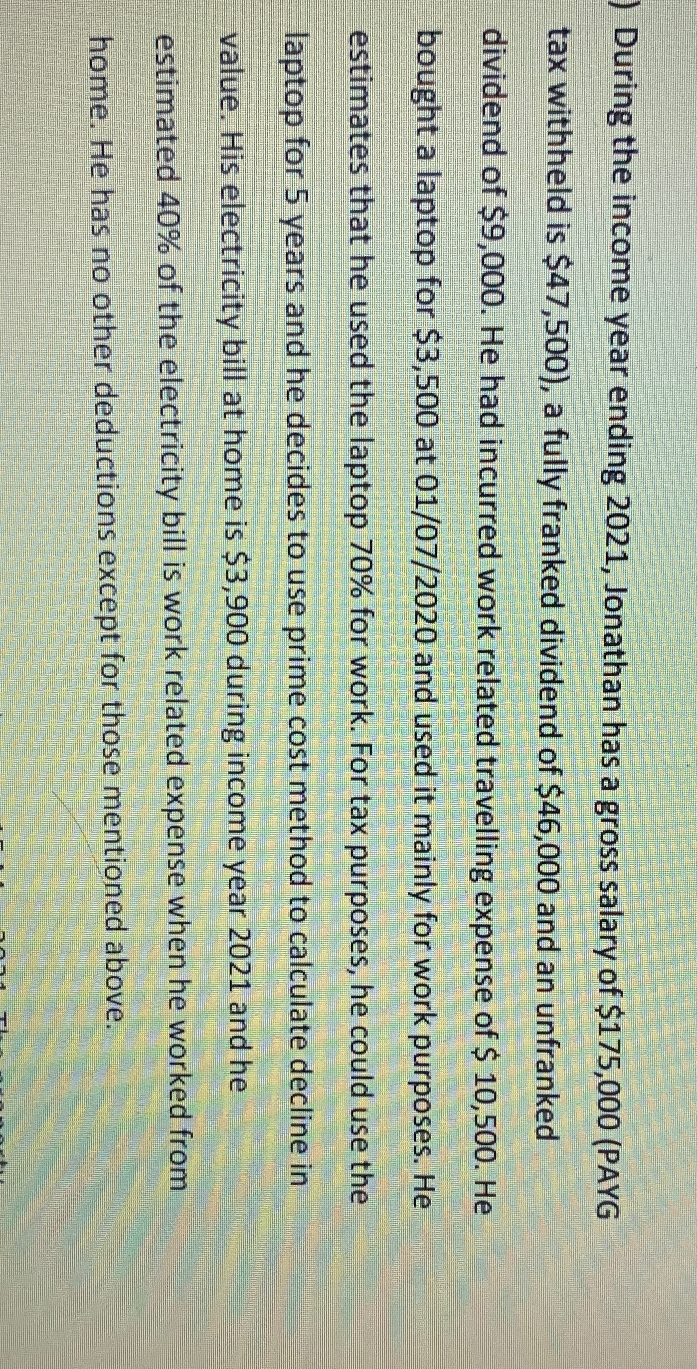 Determine the taxable income and the tax payable