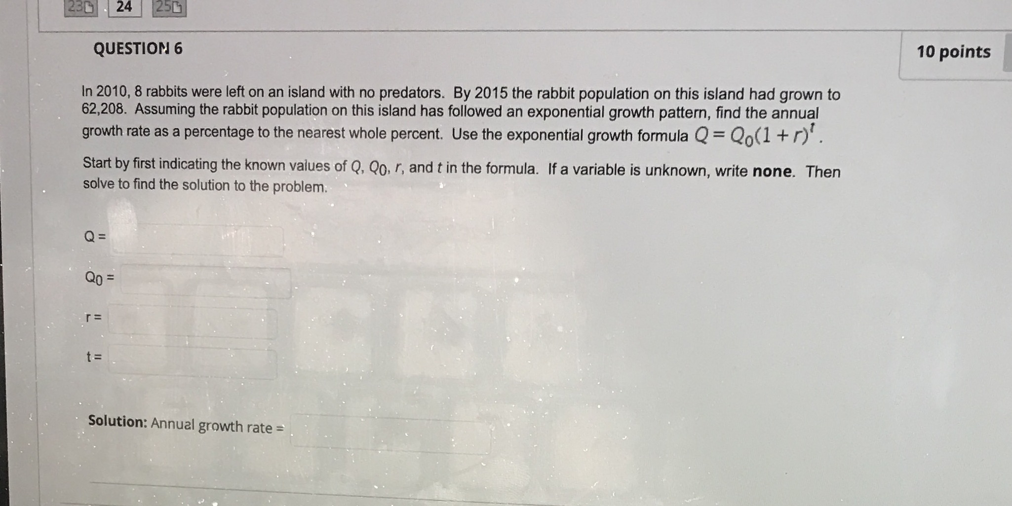 230 24 250 QUESTION 6 10 points In 2010, 8