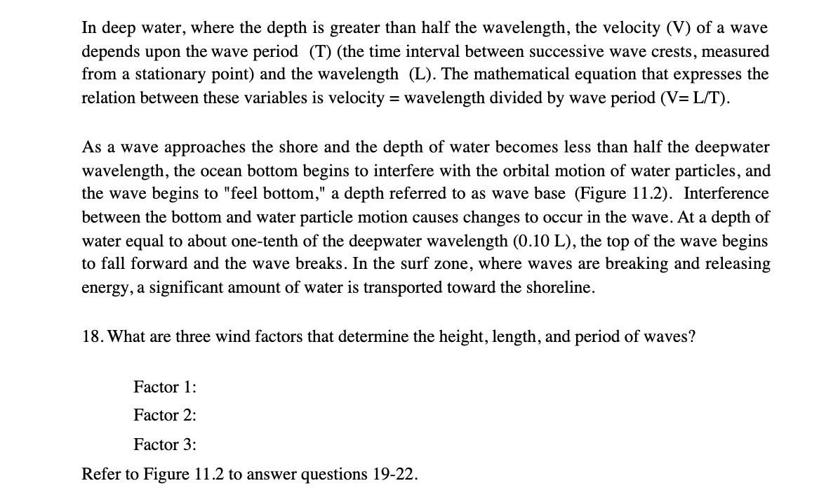 In deep water, where the depth is greater than