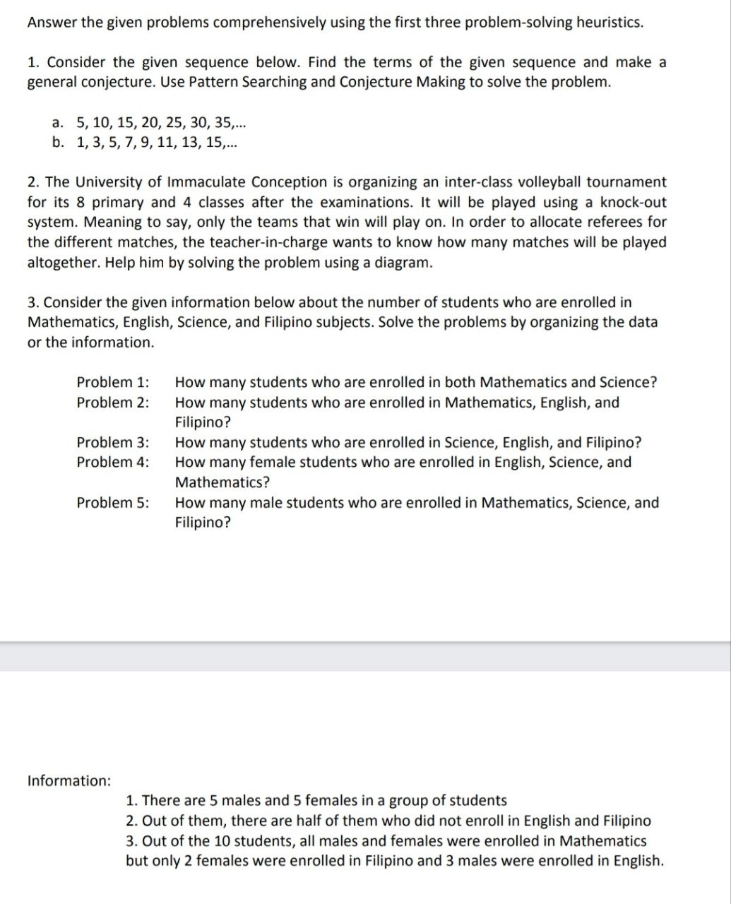 Kindly make a table for #3 Answer the given