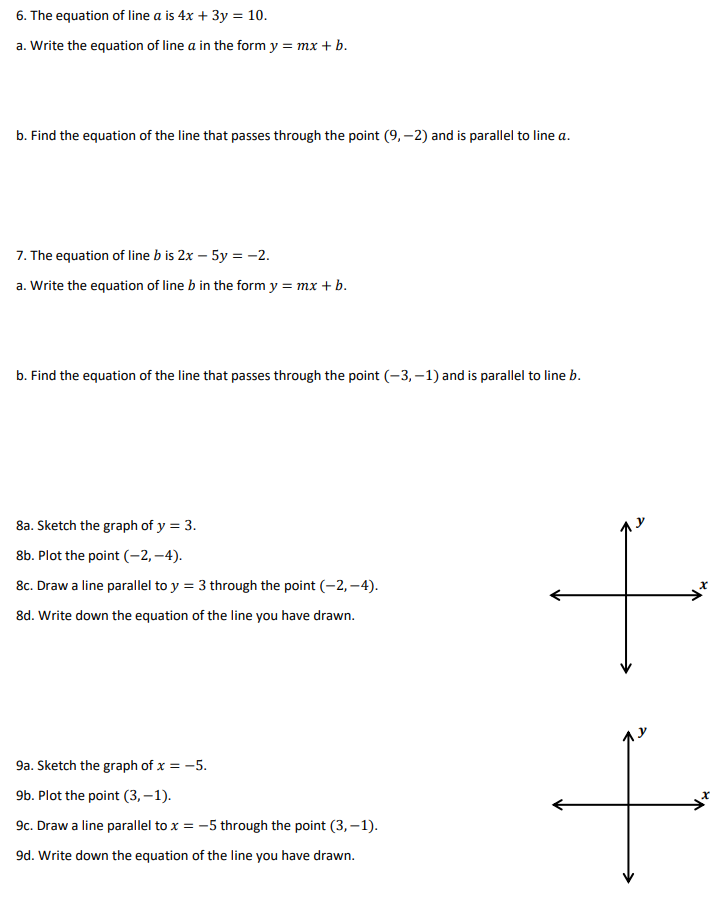 1. Find the equation of the line that goes