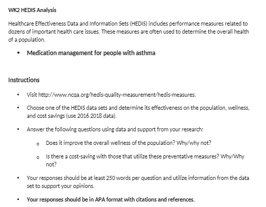 WK2 HEDIS Analysis Healthcare Effectiveness Date