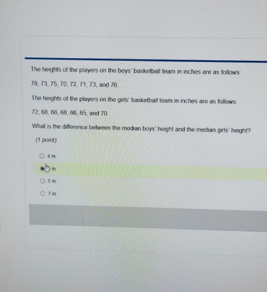 The heights of the players on the boys'