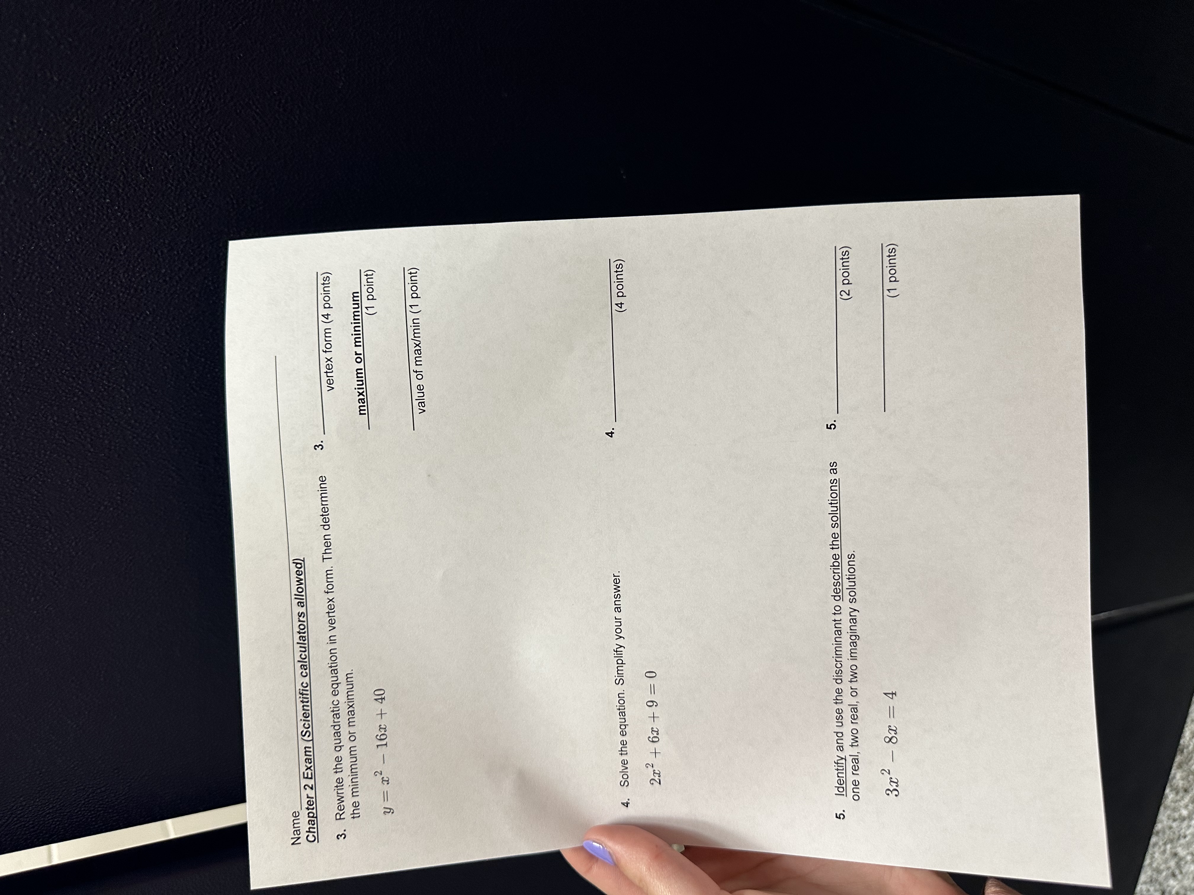 Name Quadratic Functions and Equations (Part 2)