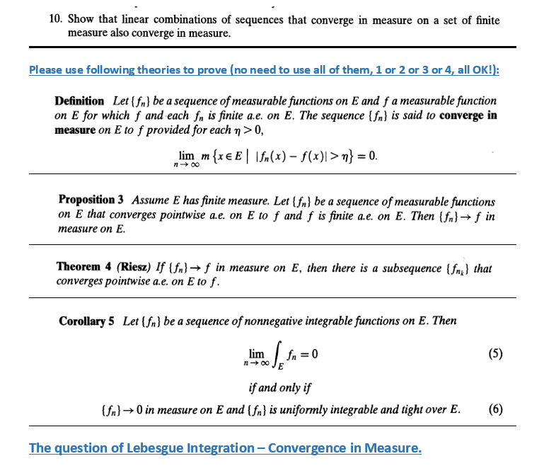 10. Show that linear combinations of sequences