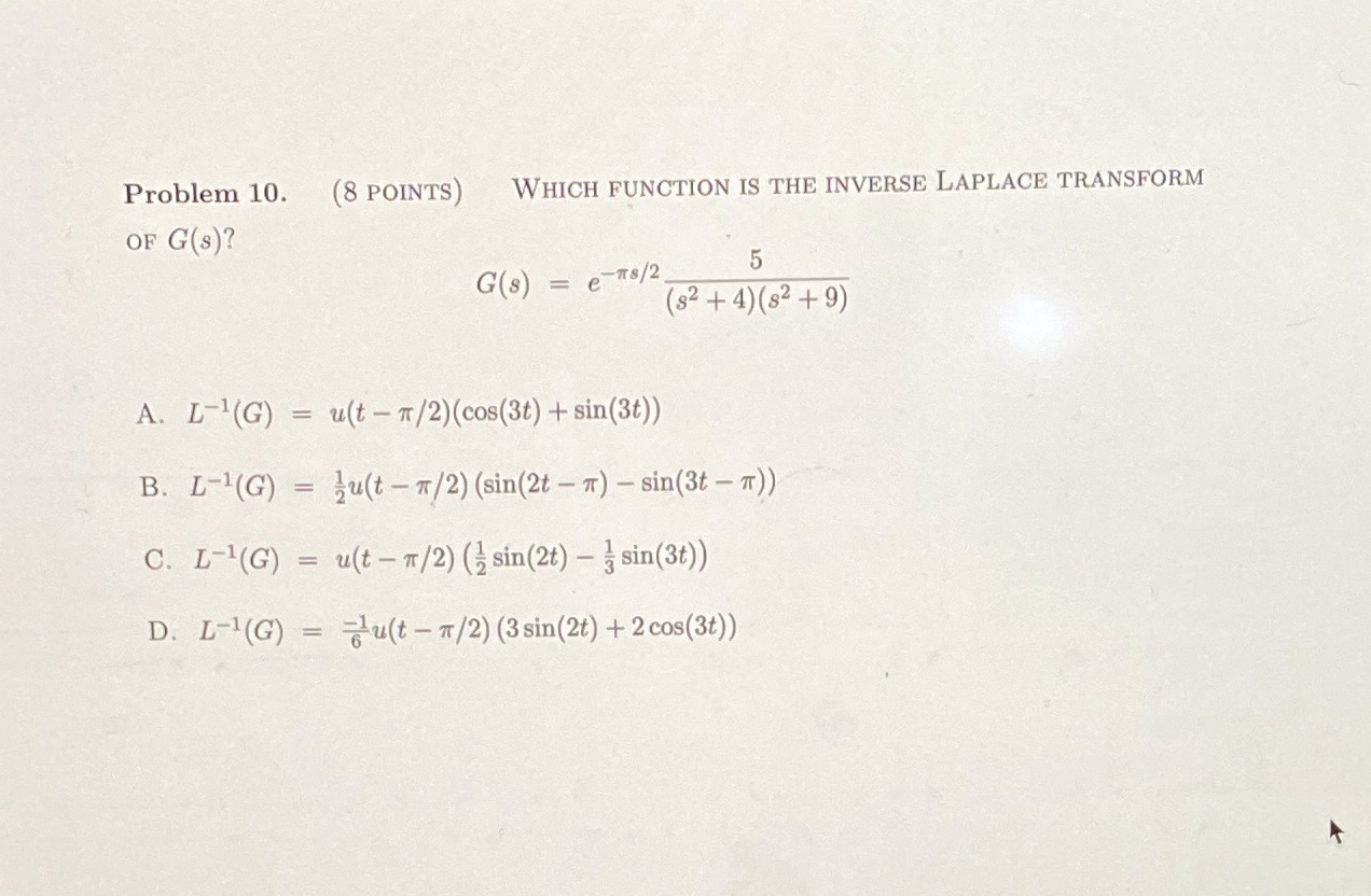 Problem 10. (8 POINTS) WHICH FUNCTION IS THE
