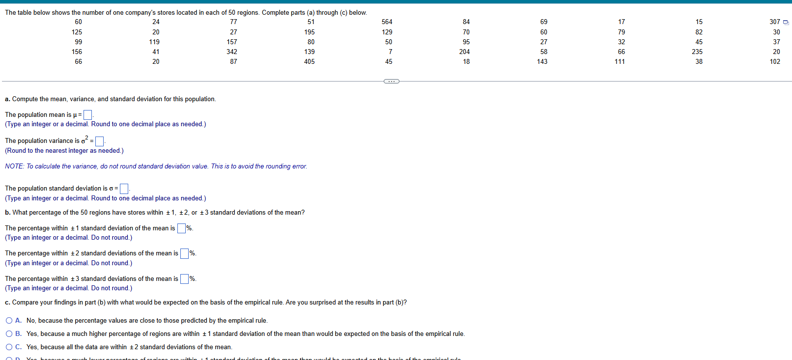 The table below shows the number of one company's