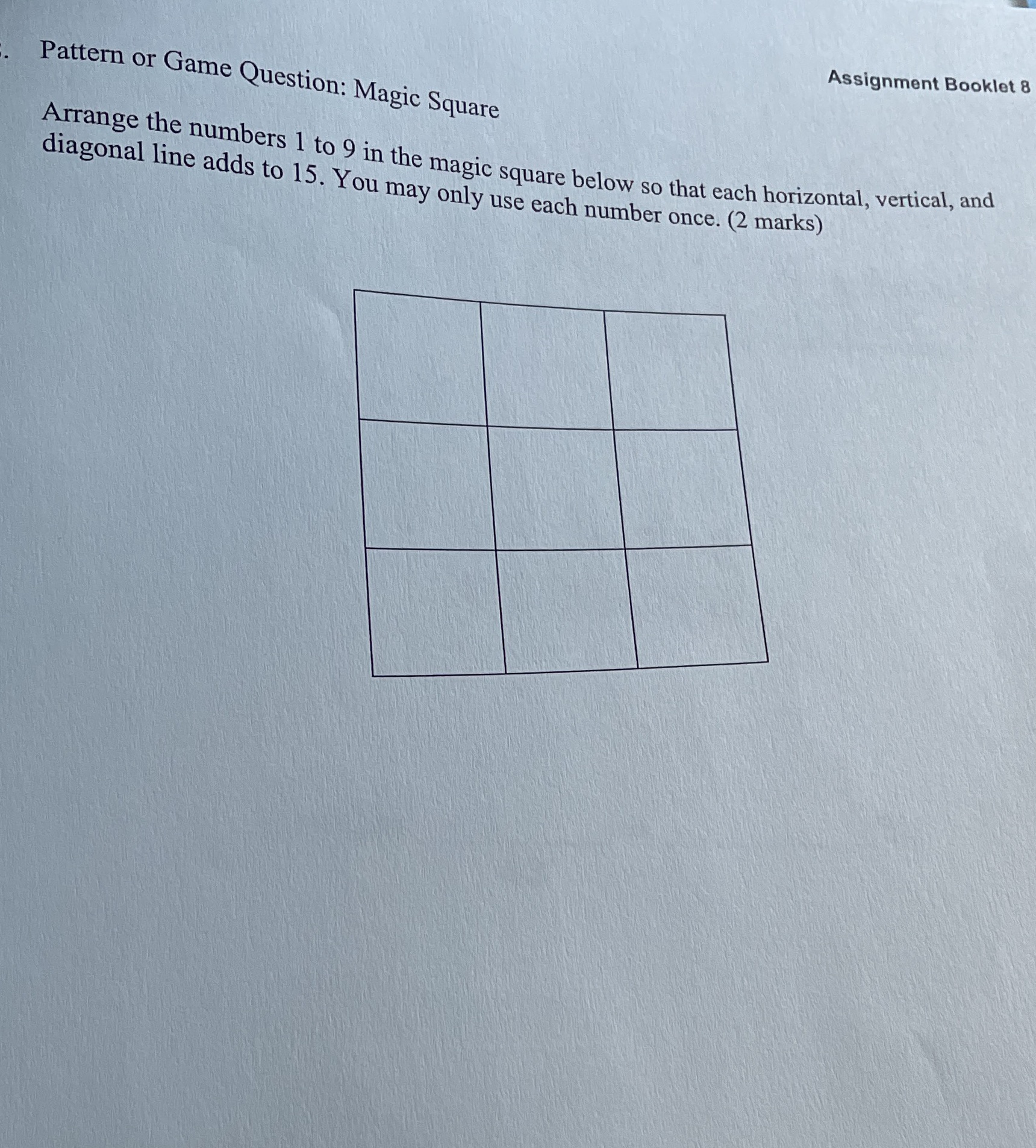 How do I do question 8? Assignment Booklet 8