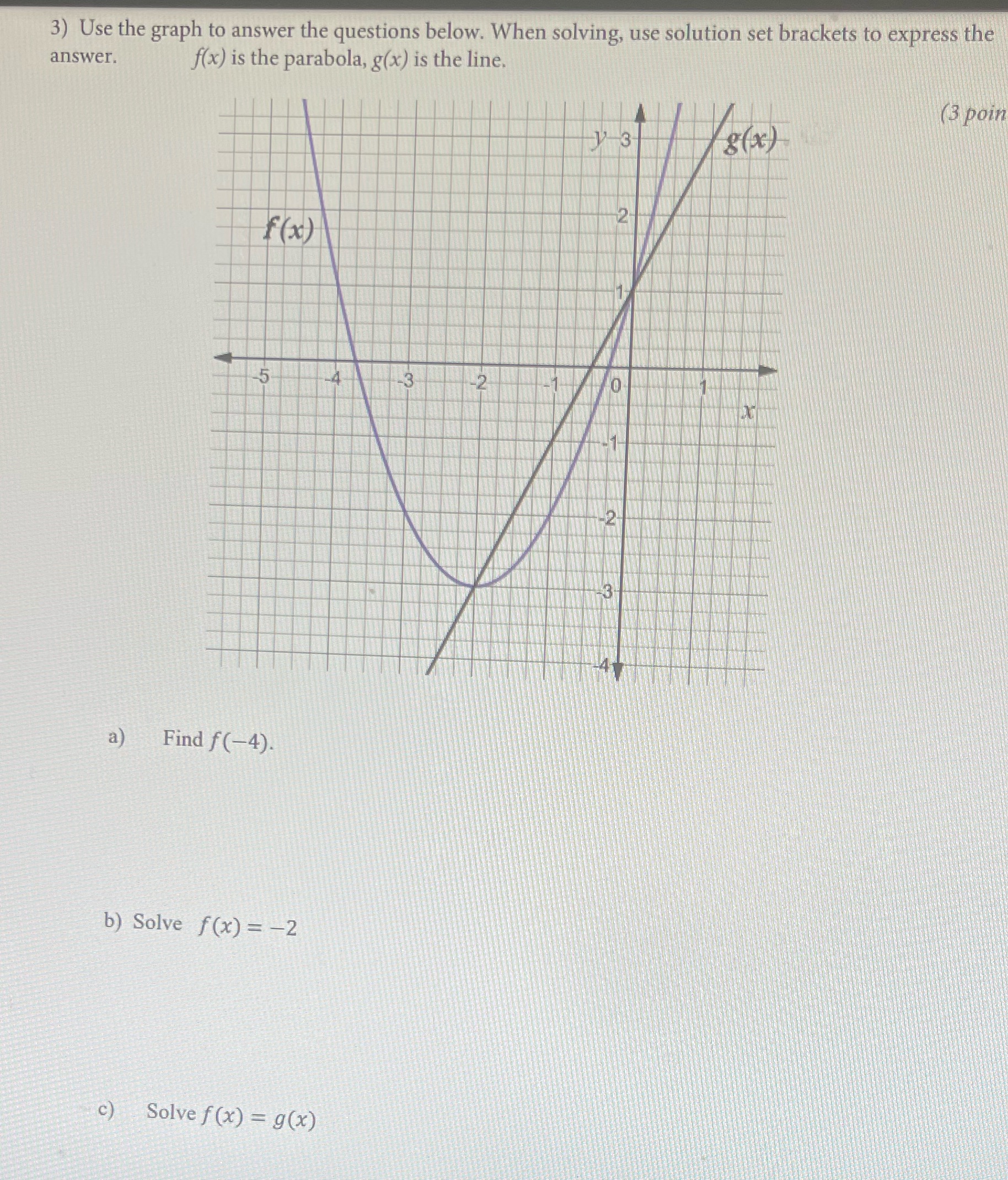 3) Use the graph to answer the questions below.