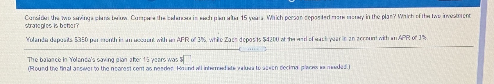 there are four parts Consider the two savings