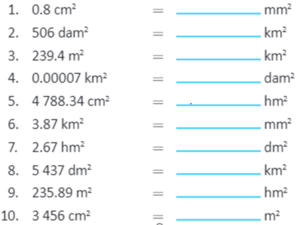 Unit Area Symbol Meaning Square kilometer km 10