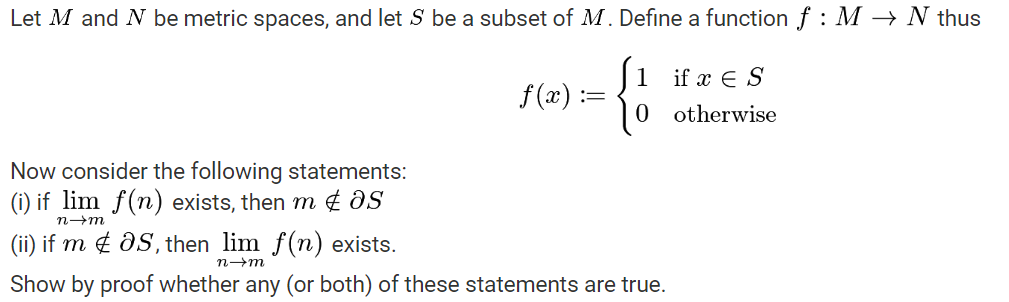 Let M and N be metric spaces, and let S' be