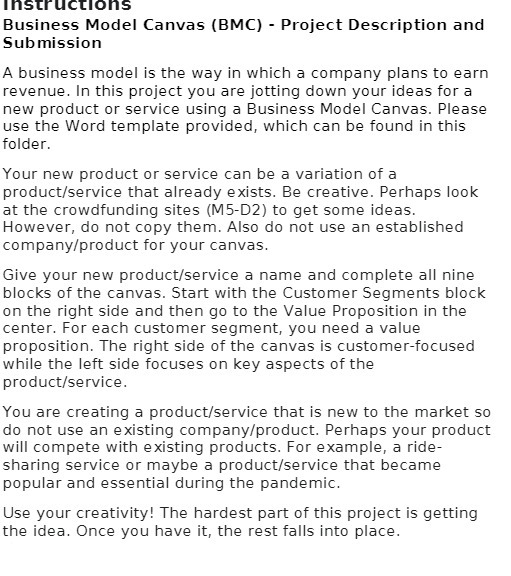Instructions Business Model Canvas (BMC) -