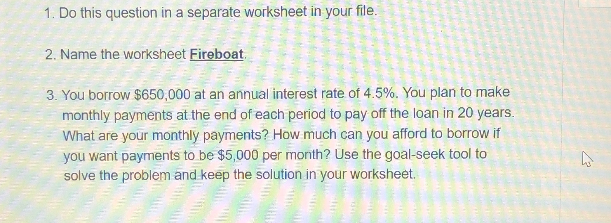 Excel problem please solve it fast 1. Do this