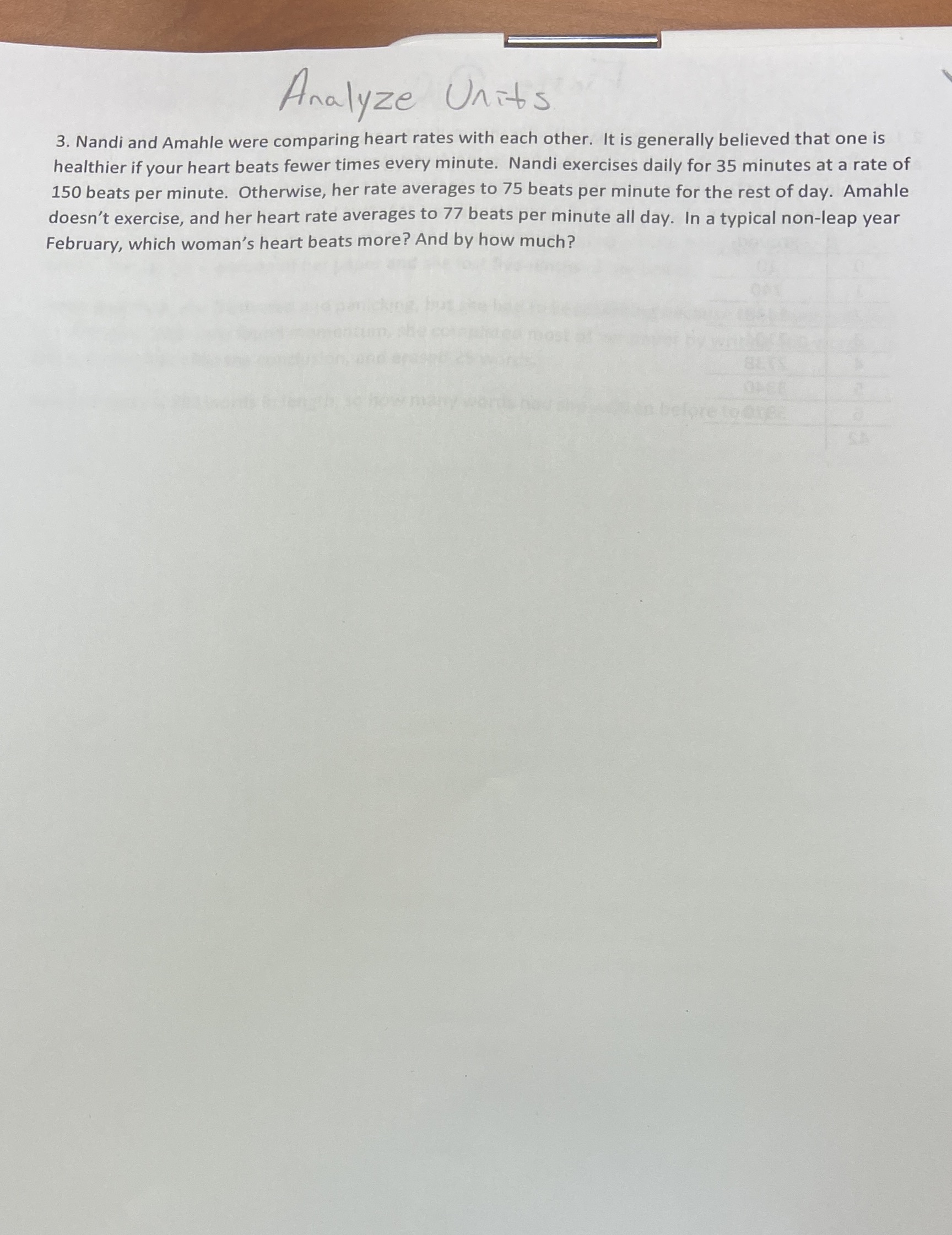 Analyze Units 3. Nandi and Amahle were comparing