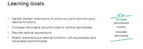 Learning Goals Identify domain restrictions of