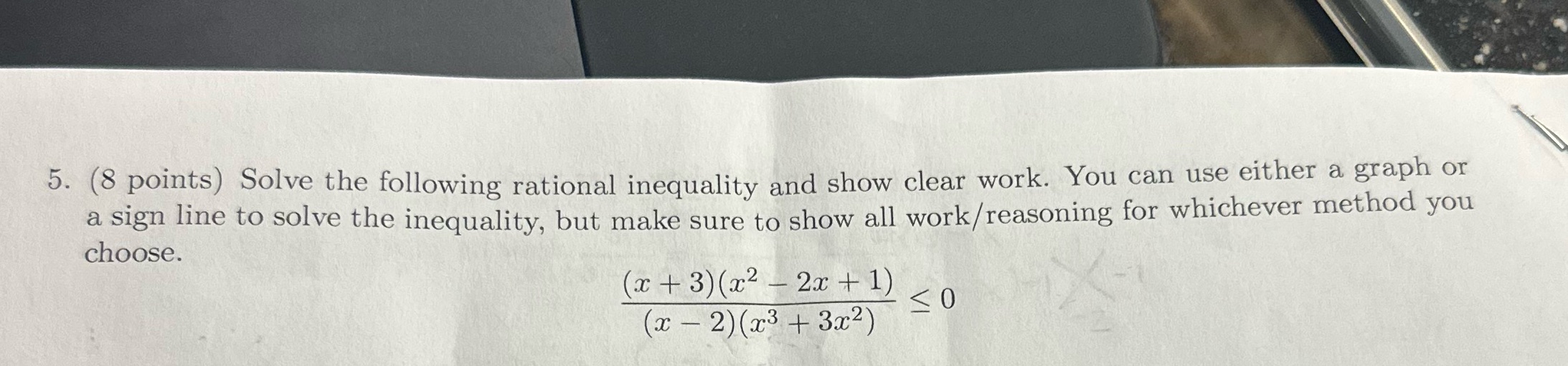 please use a sign line to solve the inequality