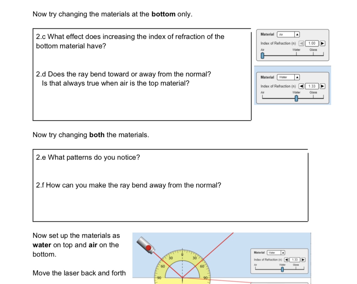 Now try changing the materials at the bottom