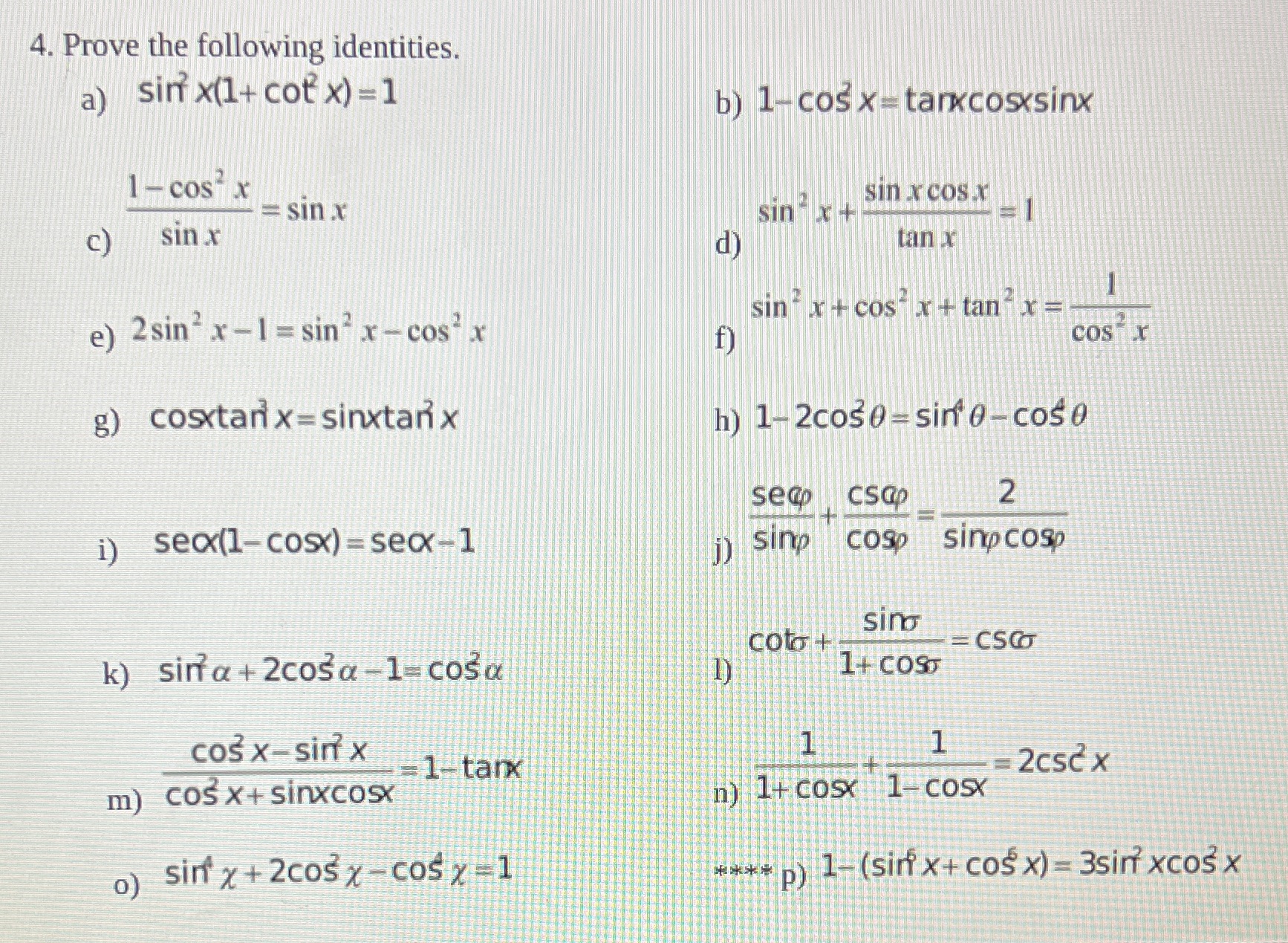 please help me with all of question four. thank