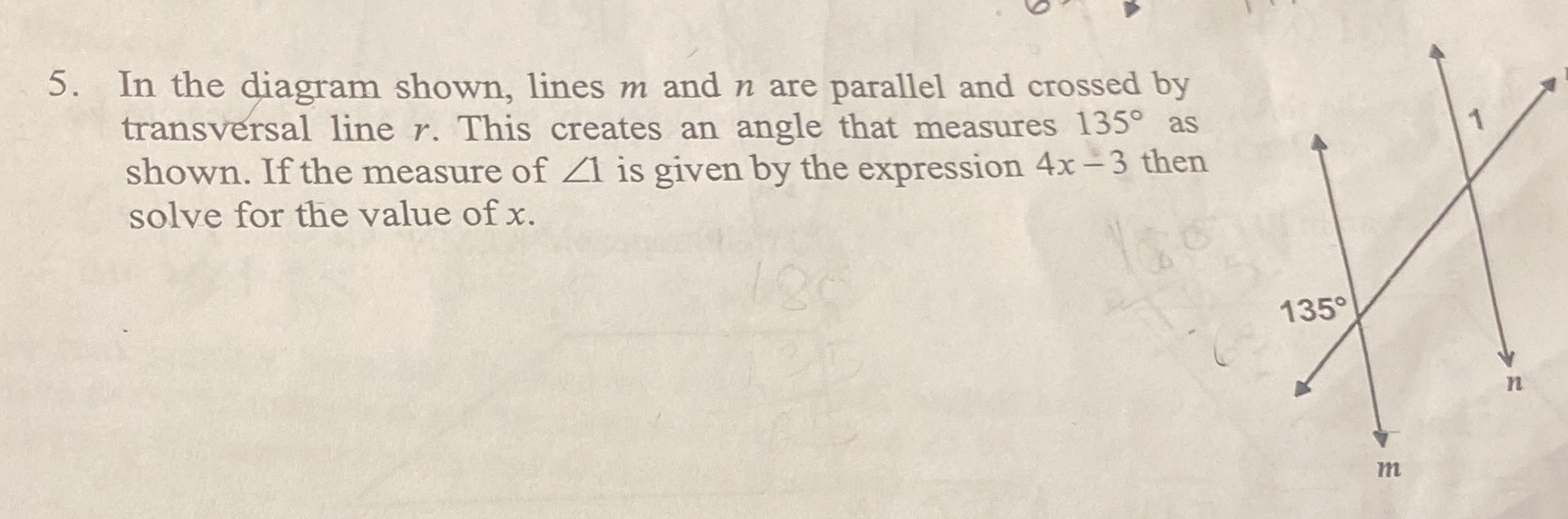 Parallel lines 5. In the diagram shown, lines m