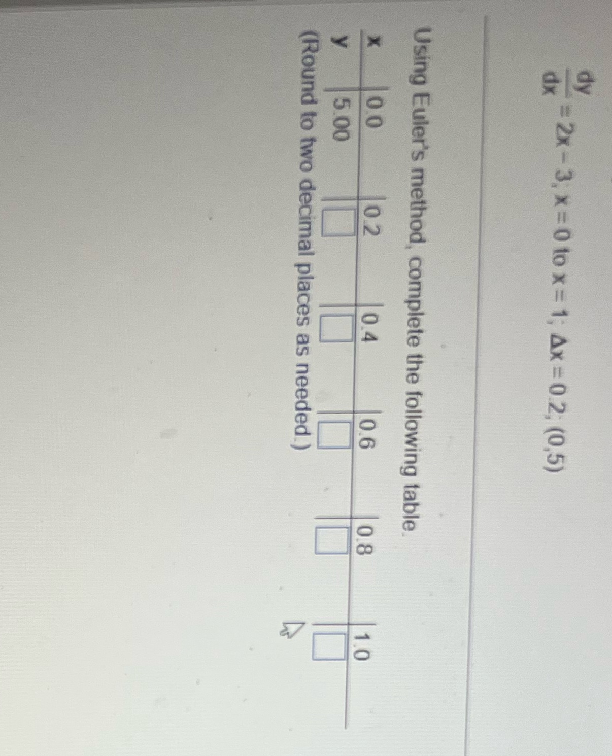 = 2x - 3, x = 0 10 x= 1; 4x =0.2, (0,5) Using