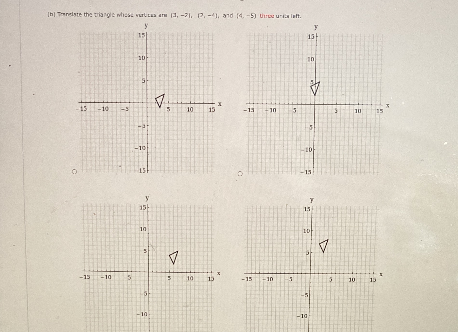 (b) Translate the triangle whose vertices are (3,