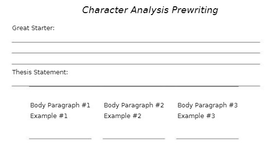 Character Analysis Prewriting Great Starter: