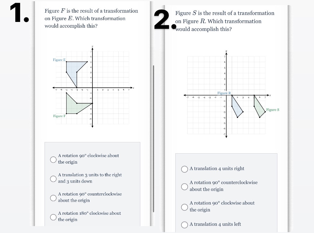 1. Figure F is the result of a transformation on