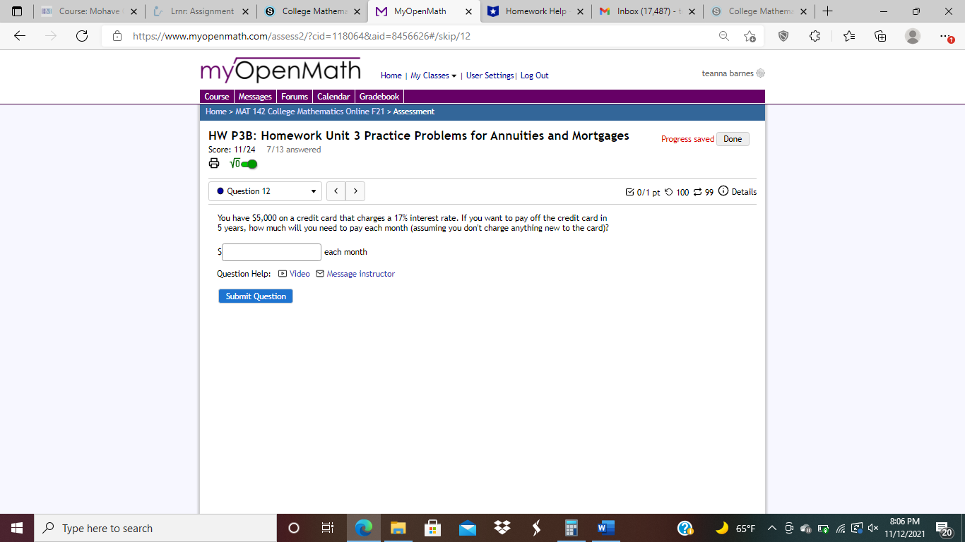 Course: Mohave ( X | Line: Assignment X & College