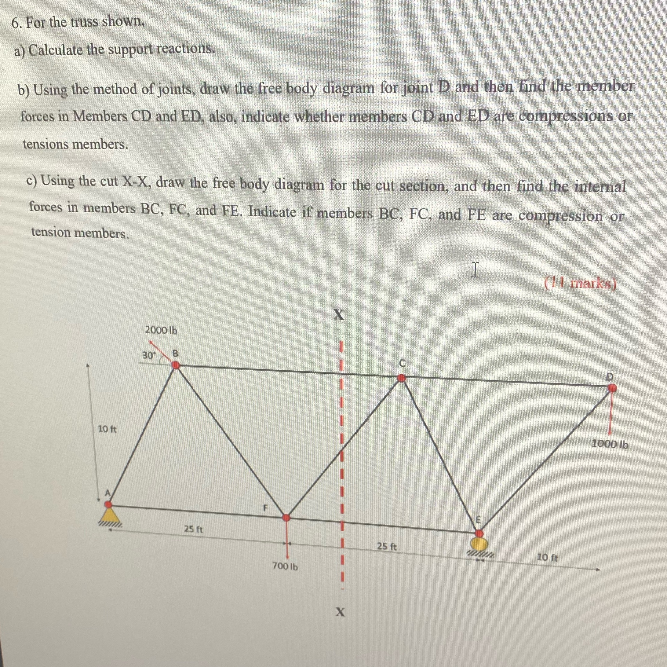 Need asap please thank you 6. For the truss