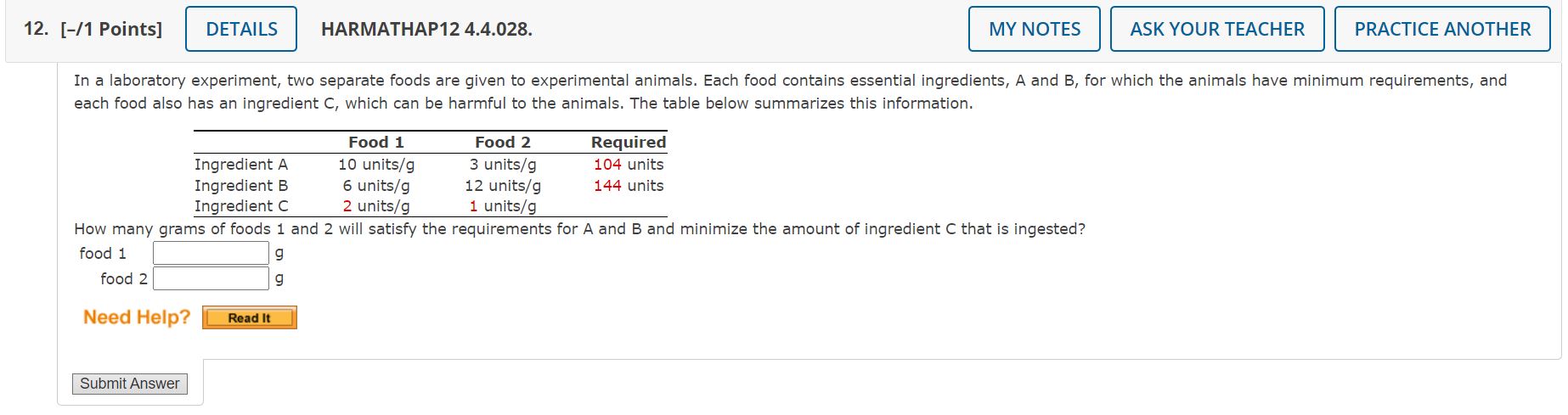 12. [/1 Points] HARMATHAP12 4.4.028. ASK