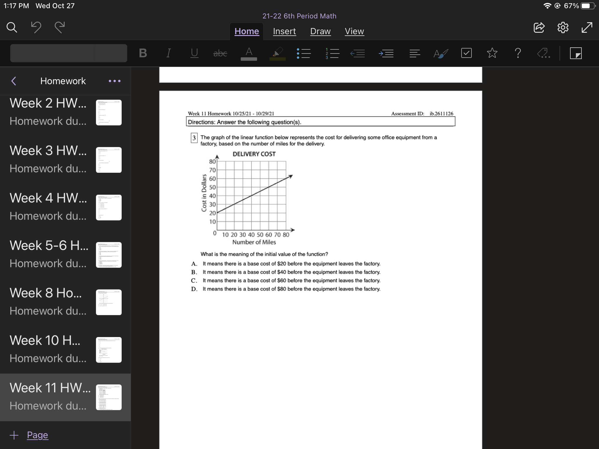 1:17 PM Wed Oct 27 67% 21-22 6th Period Math Q 5